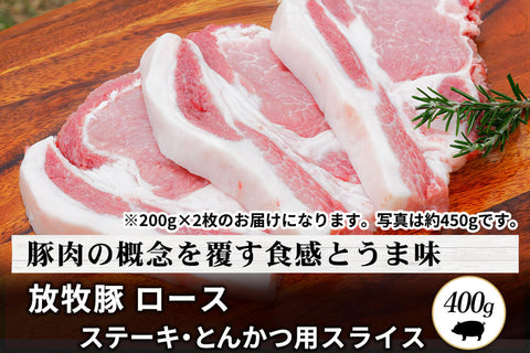 商品番号：375｜【ステーキ・とんかつ用】宮城県・杉田さんの「豚（放牧豚）　ロース肉」スライス（400g）の商品画像1