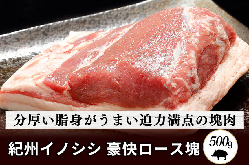 商品番号：343｜【塊肉】和歌山県・湯川さんの「紀州イノシシ　ロース肉」ブロック（500g）の商品画像1