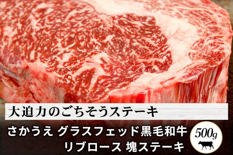 商品番号：121｜【塊肉】鹿児島県・さかうえの「グラスフェッド黒毛和牛　リブロース肉」 塊ステーキ（500g）