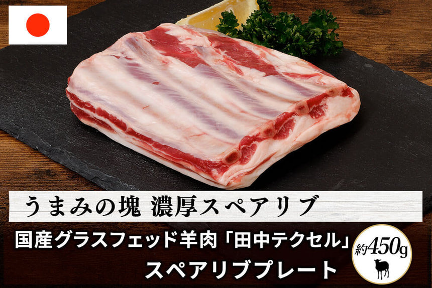 商品番号：852｜【骨付き肉】田中牧場の「グラスフェッド国産羊肉 スペアリブプレート」（約450g）の商品画像1