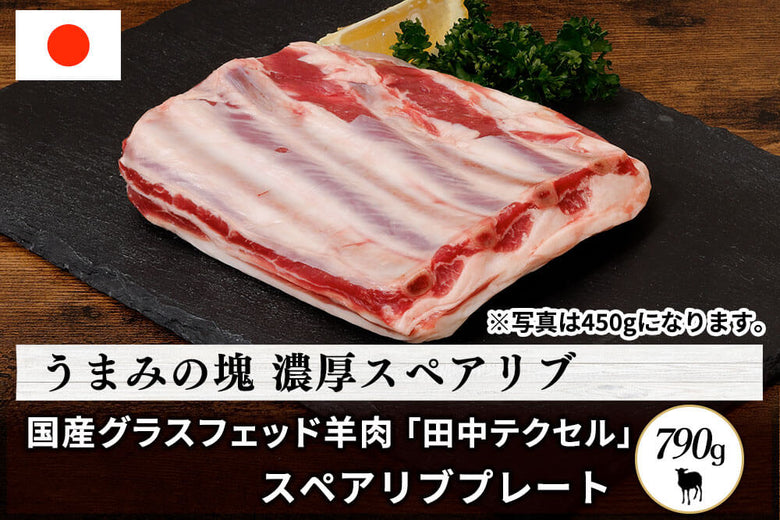 【骨付き肉】<br>田中牧場の「グラスフェッド国産羊肉 スペアリブ プレート」（約790g）の商品画像