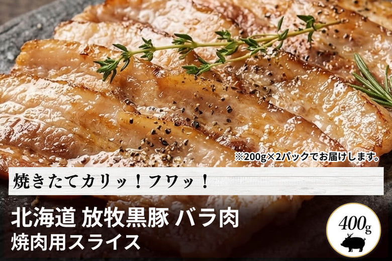 【焼肉用】北海道<br>「十勝放牧黒豚　バラ」スライス（400g）の商品画像