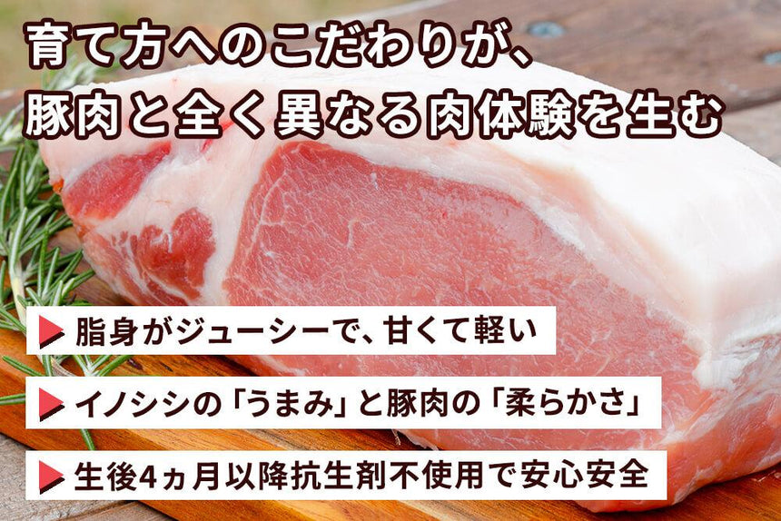 商品番号：413｜【ステーキ用】兵庫県・嶋本さんの「いのぶた　もも肉」スライス（300g）の商品画像3