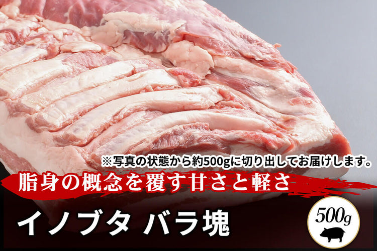 商品番号：420｜【塊肉】兵庫県・嶋本さんの「イノブタ　バラ肉」ブロック（500g）の商品画像1