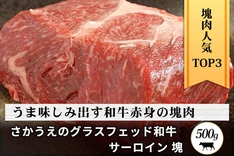 商品番号：797｜【塊肉】鹿児島県・さかうえの「グラスフェッド和牛　サーロイン肉」 ブロック（500g）の商品画像1